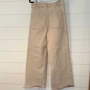 Zara Marine Pant Beige Frayed Hem Pants